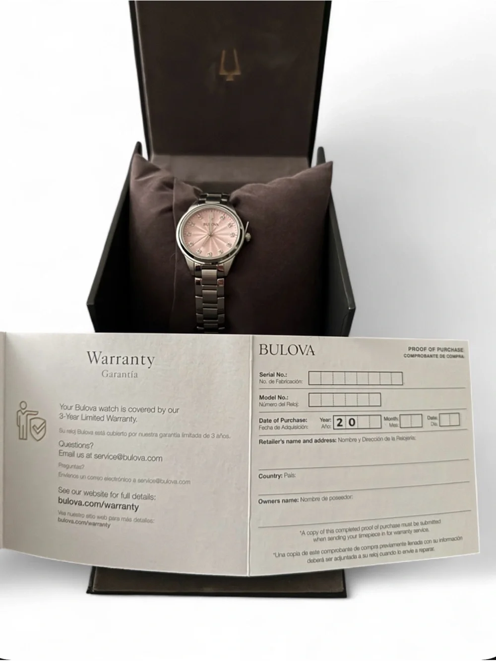 NWT Bulova Women's Stainless Steel Watch with Pink Dial